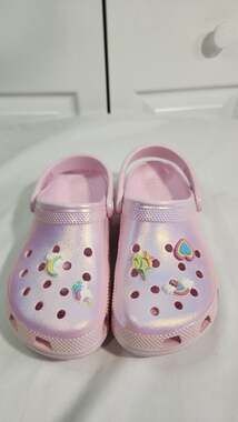 Kids' Crocs Classic Unicorn Iridescent Shimmer Clogs with Jibbitz - Pink Milk